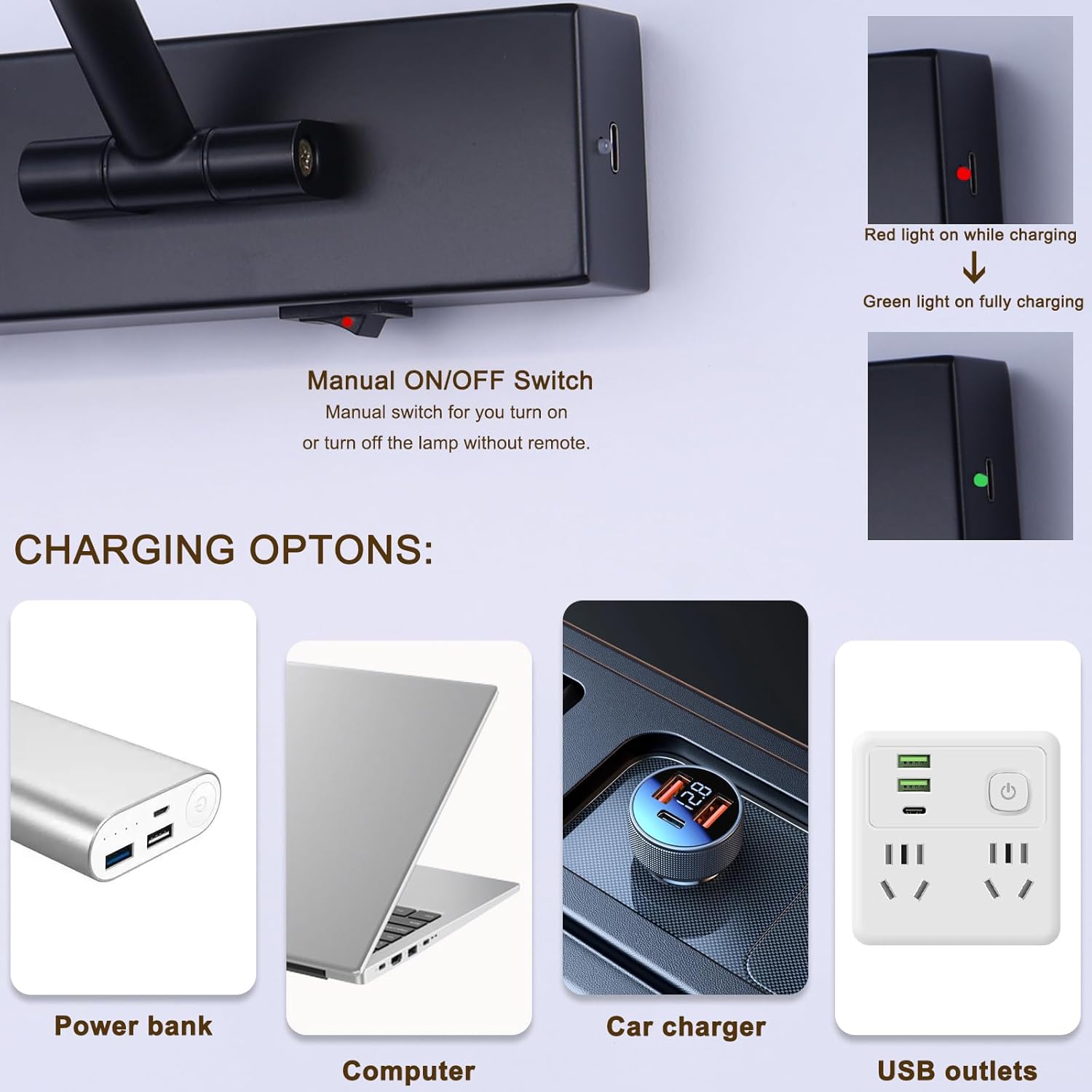 23.6 Inch Battery Operated Picture Lights for Wall Rechargeable Art Lighting for Paintings Wireless Gallery Lights with Remote Control and Dimmable Timed Off Black Wall Lights